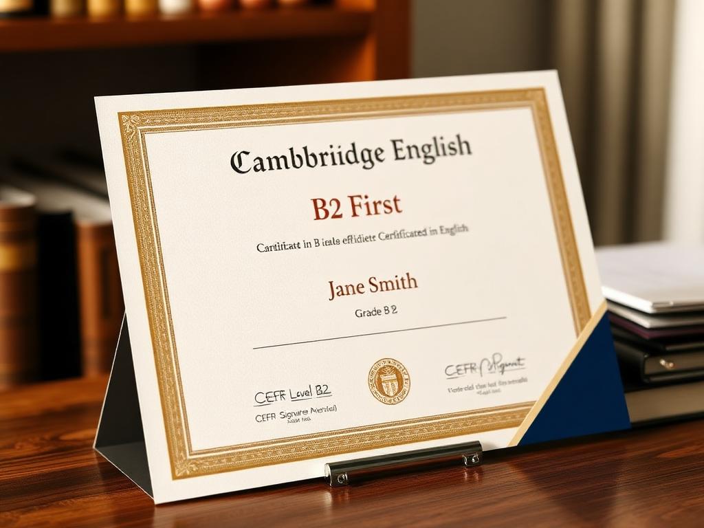 Illustrative reconstruction of a Cambridge B2 First certificate