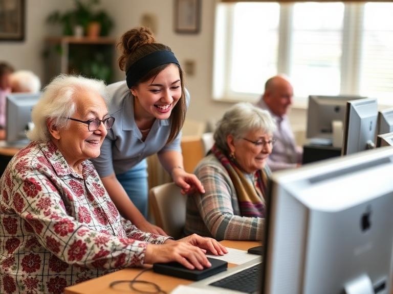 Photo 1: people learning new technology